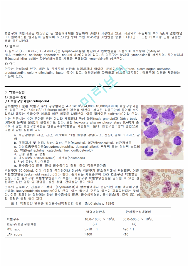 백혈구 종류 기능   (7 )
